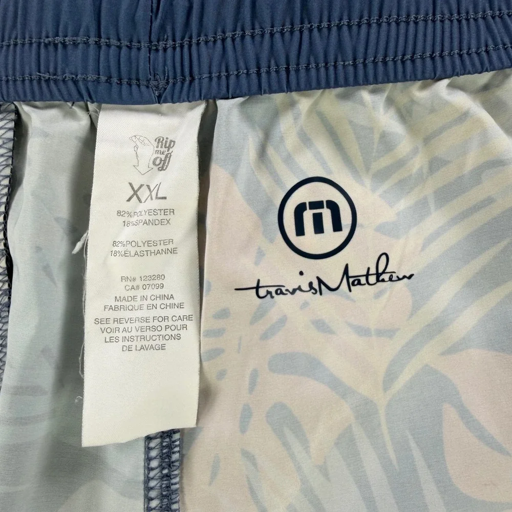 TravisMathew Mens‎ XXL Tropical Palm Print Board Shorts Blue Orange Swim Trunks